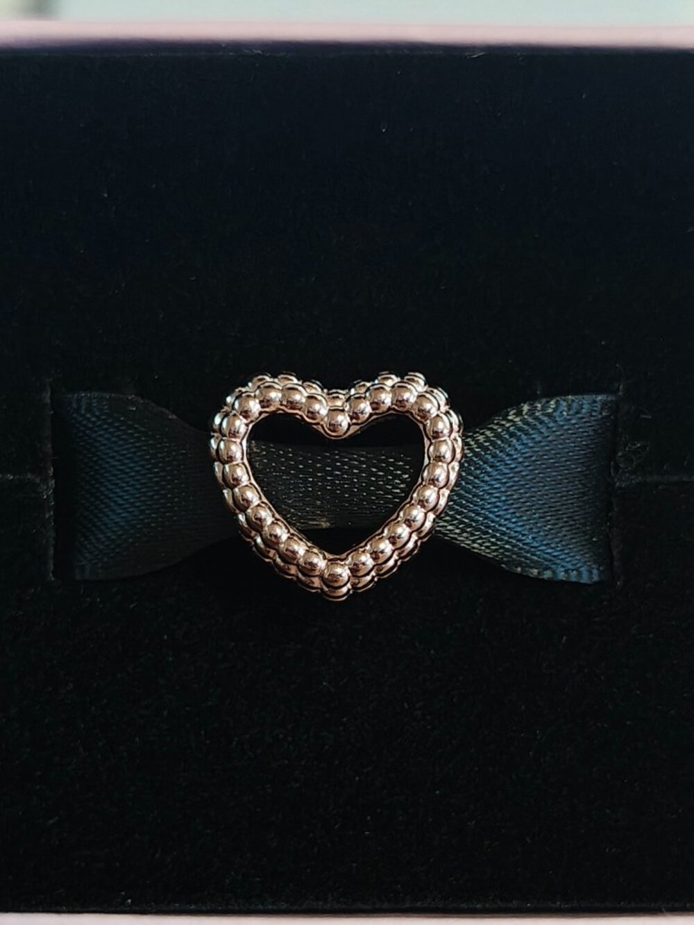 Authentic Pandora Rose Beaded Heart Charm 787516 New With Tags 14K Rose Gold